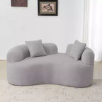 67 Inch Curved Loveseat Full Compression Sponge Sofa, Teddy Velvet Fabric, No-Assembly Compact Sofa for Small Spaces & Apartments