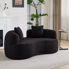67 Inch Curved Loveseat Full Compression Sponge Sofa, Teddy Velvet Fabric, No-Assembly Compact Sofa for Small Spaces & Apartments