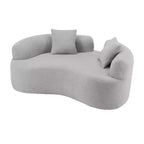 67 Inch Curved Loveseat Full Compression Sponge Sofa, Teddy Velvet Fabric, No-Assembly Compact Sofa for Small Spaces & Apartments