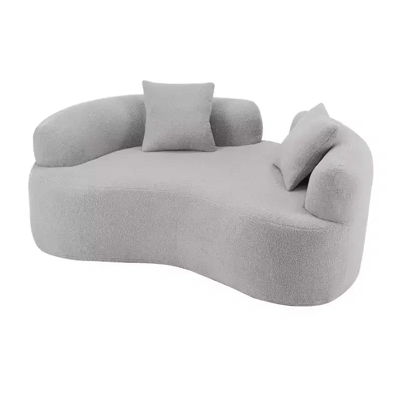 67 Inch Curved Loveseat Full Compression Sponge Sofa, Teddy Velvet Fabric, No-Assembly Compact Sofa for Small Spaces & Apartments