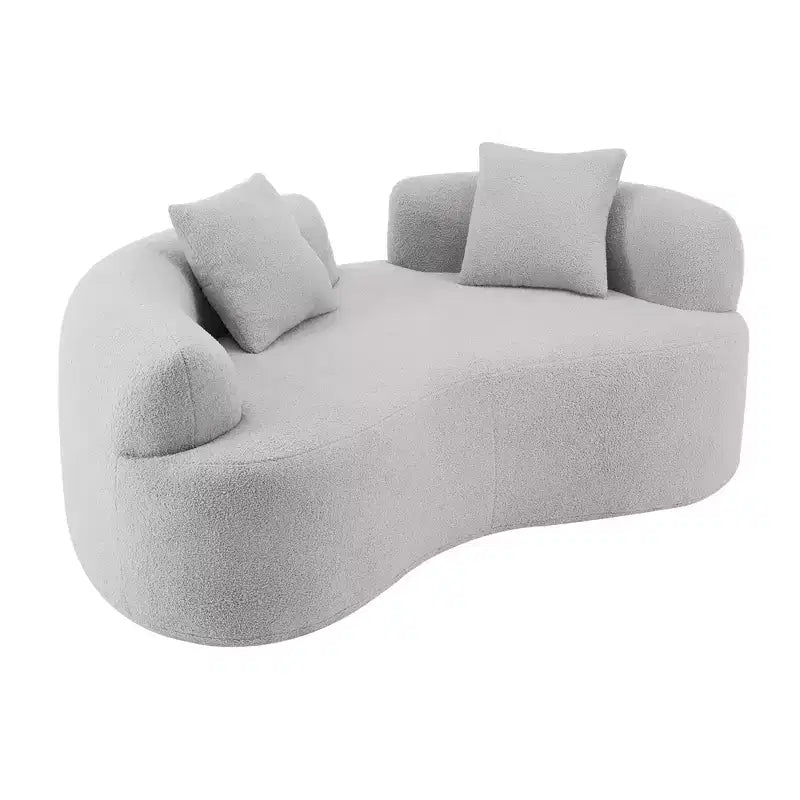 67 Inch Curved Loveseat Full Compression Sponge Sofa, Teddy Velvet Fabric, No-Assembly Compact Sofa for Small Spaces & Apartments