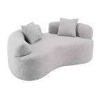 67 Inch Curved Loveseat Full Compression Sponge Sofa, Teddy Velvet Fabric, No-Assembly Compact Sofa for Small Spaces & Apartments