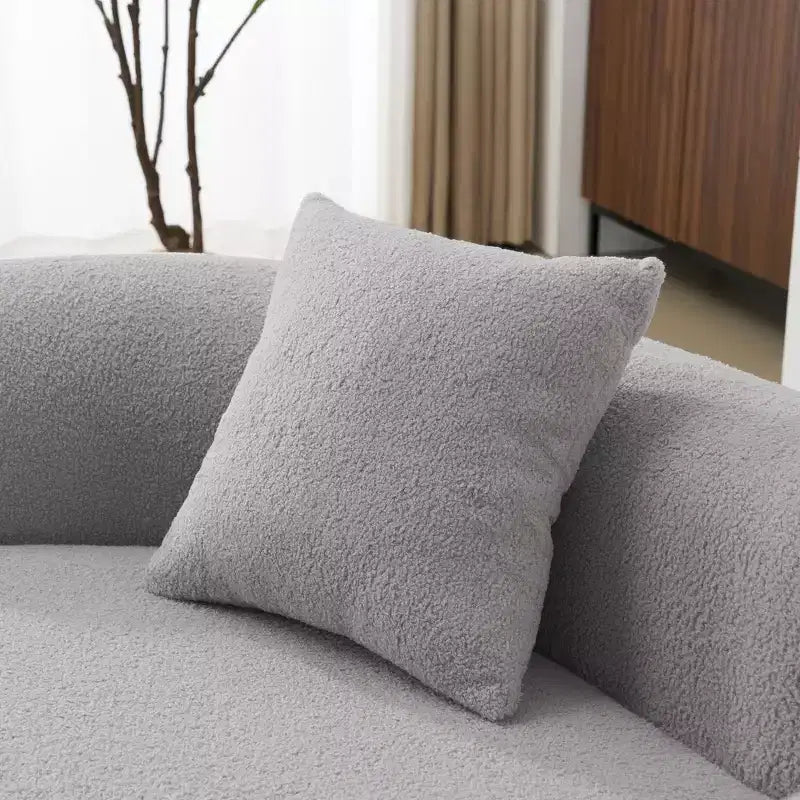 67 Inch Curved Loveseat Full Compression Sponge Sofa, Teddy Velvet Fabric, No-Assembly Compact Sofa for Small Spaces & Apartments