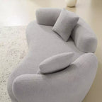 67 Inch Curved Loveseat Full Compression Sponge Sofa, Teddy Velvet Fabric, No-Assembly Compact Sofa for Small Spaces & Apartments