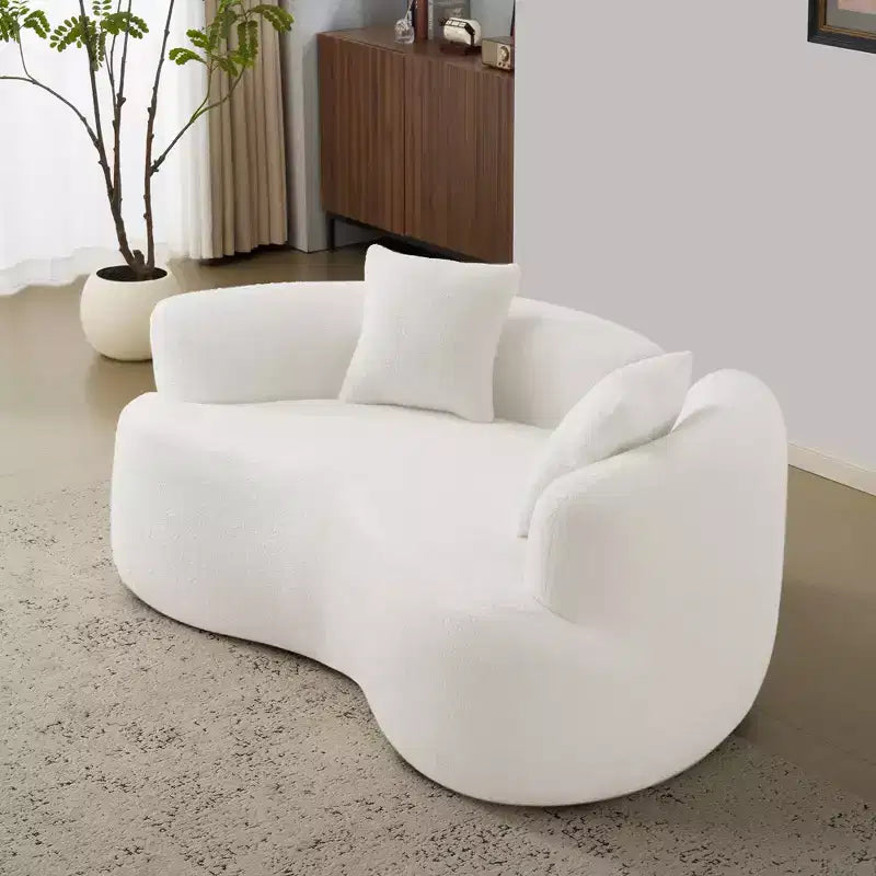 67 Inch Curved Loveseat Full Compression Sponge Sofa, Teddy Velvet Fabric, No-Assembly Compact Sofa for Small Spaces & Apartments