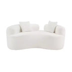 67 Inch Curved Loveseat Full Compression Sponge Sofa, Teddy Velvet Fabric, No-Assembly Compact Sofa for Small Spaces & Apartments