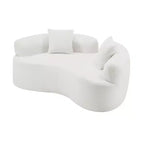 67 Inch Curved Loveseat Full Compression Sponge Sofa, Teddy Velvet Fabric, No-Assembly Compact Sofa for Small Spaces & Apartments