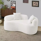 67 Inch Curved Loveseat Full Compression Sponge Sofa, Teddy Velvet Fabric, No-Assembly Compact Sofa for Small Spaces & Apartments
