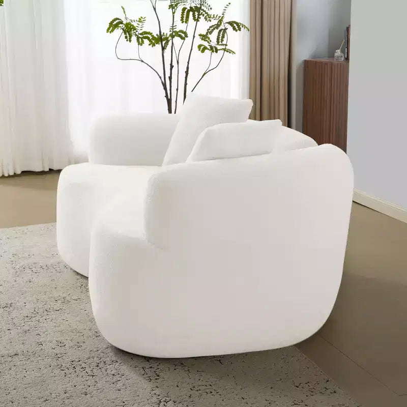 67 Inch Curved Loveseat Full Compression Sponge Sofa, Teddy Velvet Fabric, No-Assembly Compact Sofa for Small Spaces & Apartments