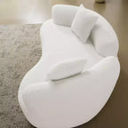 67 Inch Curved Loveseat Full Compression Sponge Sofa, Teddy Velvet Fabric, No-Assembly Compact Sofa for Small Spaces & Apartments