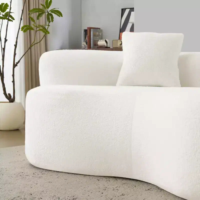 67 Inch Curved Loveseat Full Compression Sponge Sofa, Teddy Velvet Fabric, No-Assembly Compact Sofa for Small Spaces & Apartments