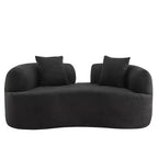 67 Inch Curved Loveseat Full Compression Sponge Sofa, Teddy Velvet Fabric, No-Assembly Compact Sofa for Small Spaces & Apartments