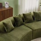 Modern and simple curved flannelette sofa. Creative multi-seater for the living room, with a combination of pillows.