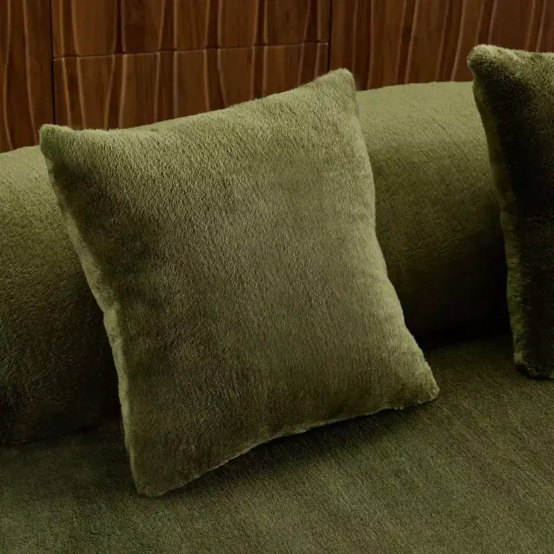 Modern and simple curved flannelette sofa. Creative multi-seater for the living room, with a combination of pillows.
