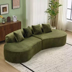Modern and simple curved flannelette sofa. Creative multi-seater for the living room, with a combination of pillows.