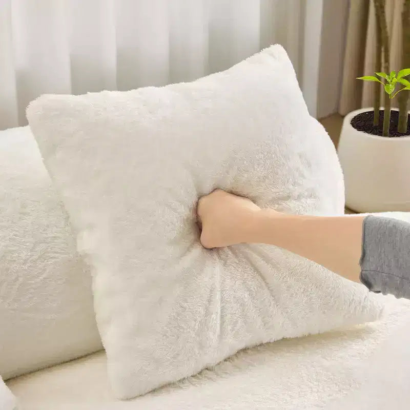 Modern and simple curved flannelette sofa. Creative multi-seater for the living room, with a combination of pillows.