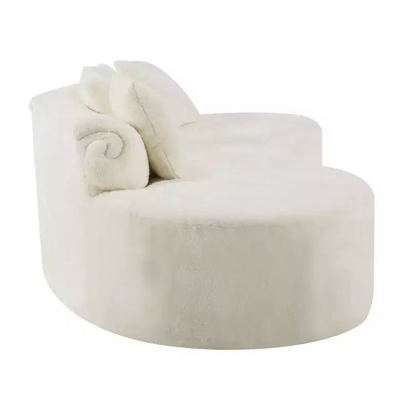 Modern and simple curved flannelette sofa. Creative multi-seater for the living room, with a combination of pillows.
