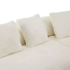 Modern and simple curved flannelette sofa. Creative multi-seater for the living room, with a combination of pillows.