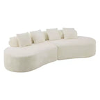 Modern and simple curved flannelette sofa. Creative multi-seater for the living room, with a combination of pillows.