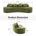 Modern and simple curved flannelette sofa. Creative multi-seater for the living room, with a combination of pillows.