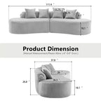 Modern and simple curved flannelette sofa. Creative multi-seater for the living room, with a combination of pillows.