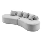 Modern and simple curved flannelette sofa. Creative multi-seater for the living room, with a combination of pillows.