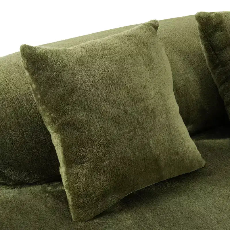 Modern and simple curved flannelette sofa. Creative multi-seater for the living room, with a combination of pillows.