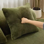 Modern and simple curved flannelette sofa. Creative multi-seater for the living room, with a combination of pillows.