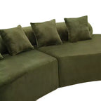 Modern and simple curved flannelette sofa. Creative multi-seater for the living room, with a combination of pillows.