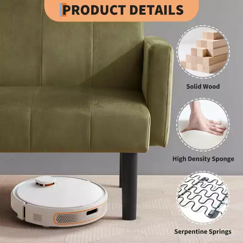 Canapé-lit futon - 2 places, réglable sur 3 positions, convertible, capacité de 317 kg, tissu en lin, compact pour appartements