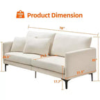 Sofa, 78 Inch 3 Seater Comfy Modern Couch with 2 Pillows - Cozy Chenille Lounge for Living Room Apartment, Beige