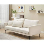 Sofa, 78 Inch 3 Seater Comfy Modern Couch with 2 Pillows - Cozy Chenille Lounge for Living Room Apartment, Beige