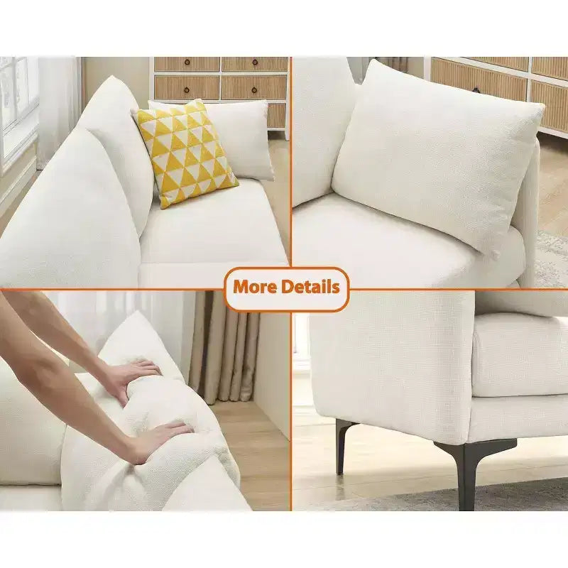 Sofa, 78 Inch 3 Seater Comfy Modern Couch with 2 Pillows - Cozy Chenille Lounge for Living Room Apartment, Beige