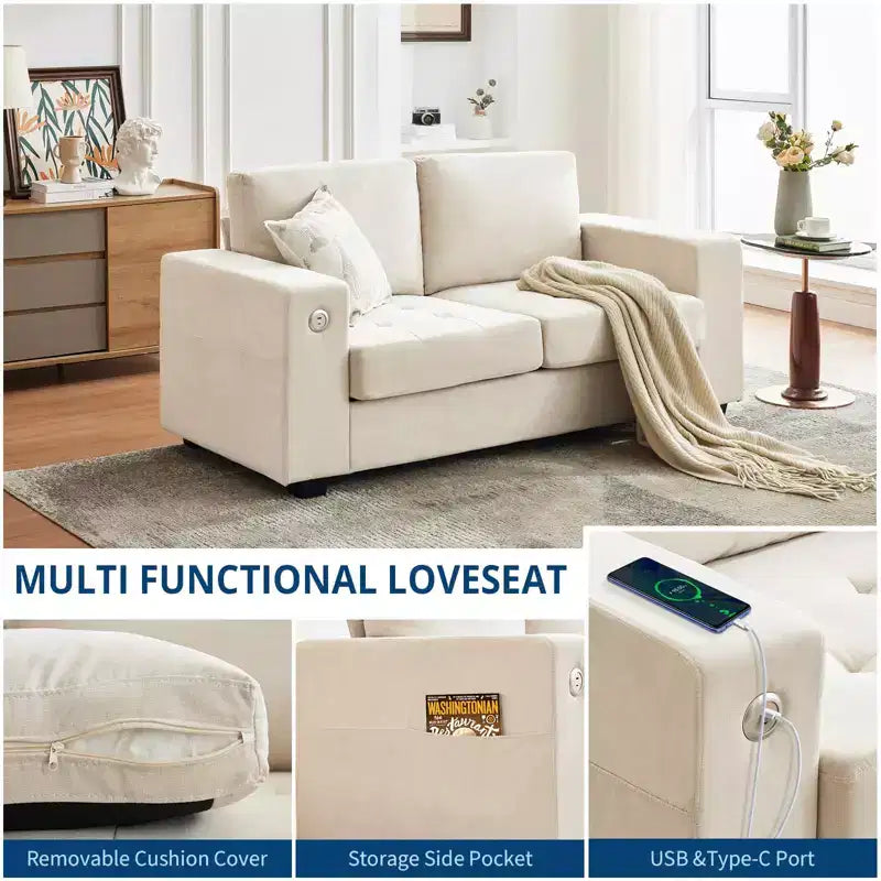 Cloud Couch, 70'' Oversized Mid Century Chenille Sofa with USB Ports - No Assembly, Deep Seat for Living Room Office