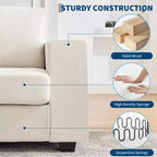 Cloud Couch, 70'' Oversized Mid Century Chenille Sofa with USB Ports - No Assembly, Deep Seat for Living Room Office