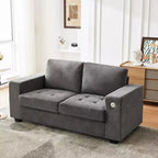 Modern Fabric 2 Seater Couch with Solid Wood Frame, Chenille Loveseat Sofa with Wide Armrest, Removable Sofa Cushion
