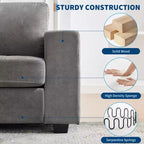 Modern Fabric 2 Seater Couch with Solid Wood Frame, Chenille Loveseat Sofa with Wide Armrest, Removable Sofa Cushion