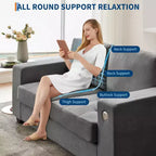 Modern Fabric 2 Seater Couch with Solid Wood Frame, Chenille Loveseat Sofa with Wide Armrest, Removable Sofa Cushion