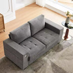 Modern Fabric 2 Seater Couch with Solid Wood Frame, Chenille Loveseat Sofa with Wide Armrest, Removable Sofa Cushion