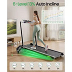 Akluer Foldable Walking Pad with 13% Auto Incline, 2.5HP Under Desk Treadmill with Handlebar & Remote, LED Display for Home Office Running
