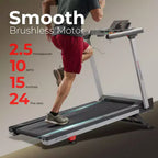 Tapis de course pliable intelligent Sunny Health & Fitness avec 15 niveaux d'inclinaison automatique, tapis de course large de 50 cm et connectivité Bluetooth via l'application SunnyFit