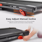 Tapis de course intelligent Sunny Health & Fitness Active 300 avec Wi-Fi, inclinaison manuelle à 3 niveaux, absorption des chocs et connectivité à l'application SunnyFit