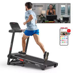 Tapis de course intelligent Sunny Health & Fitness Active 400 AutoIncline avec WiFi, Bluetooth, 15 niveaux d'inclinaison et plateforme de course amortissante