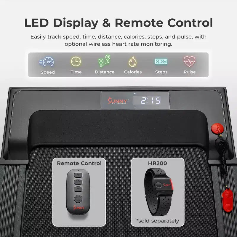 Sunny Health & Fitness Treadpad 100 SMART Walking Treadmill with WiFi, Bluetooth, Shock Absorption & UnderDesk Foldable Design