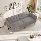 89 Inch Futon Sofa Bed, Modern Sleeper Couch with Adjustable Backrest & Armrest, Convertible Futon Couch for Living Room, Bedroom, Apartments
