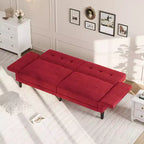 89 Inch Futon Sofa Bed, Modern Sleeper Couch with Adjustable Backrest & Armrest, Convertible Futon Couch for Living Room, Bedroom, Apartments