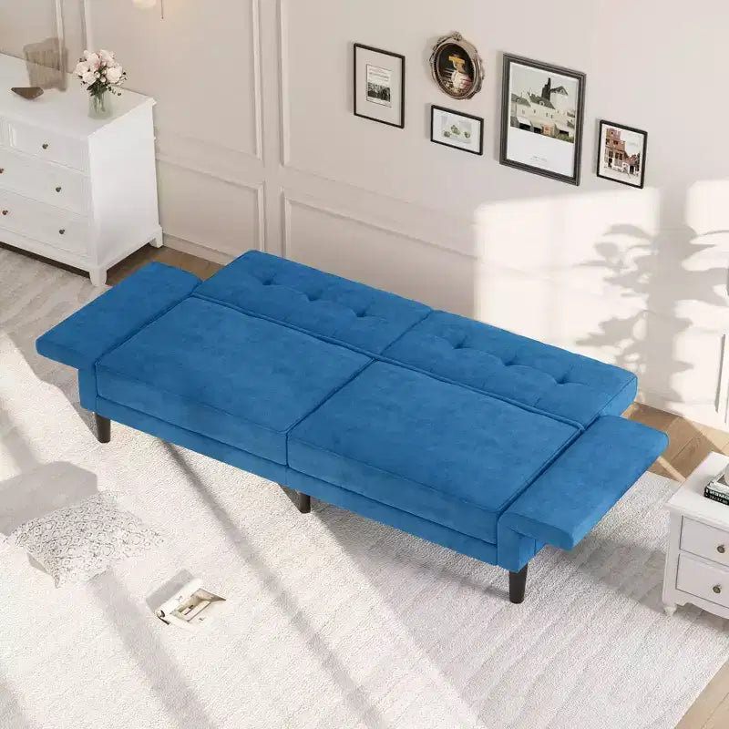 89 Inch Futon Sofa Bed, Modern Sleeper Couch with Adjustable Backrest & Armrest, Convertible Futon Couch for Living Room, Bedroom, Apartments