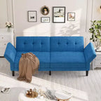 89 Inch Futon Sofa Bed, Modern Sleeper Couch with Adjustable Backrest & Armrest, Convertible Futon Couch for Living Room, Bedroom, Apartments