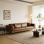 Canapé en cuir ciré à l'huile de luxe Luck Live Mid-Century Modern 111,81, canapé vintage haut de gamme, cadre robuste, assise confortable.