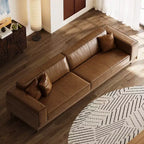 Canapé en cuir ciré à l'huile de luxe Luck Live Mid-Century Modern 111,81, canapé vintage haut de gamme, cadre robuste, assise confortable.